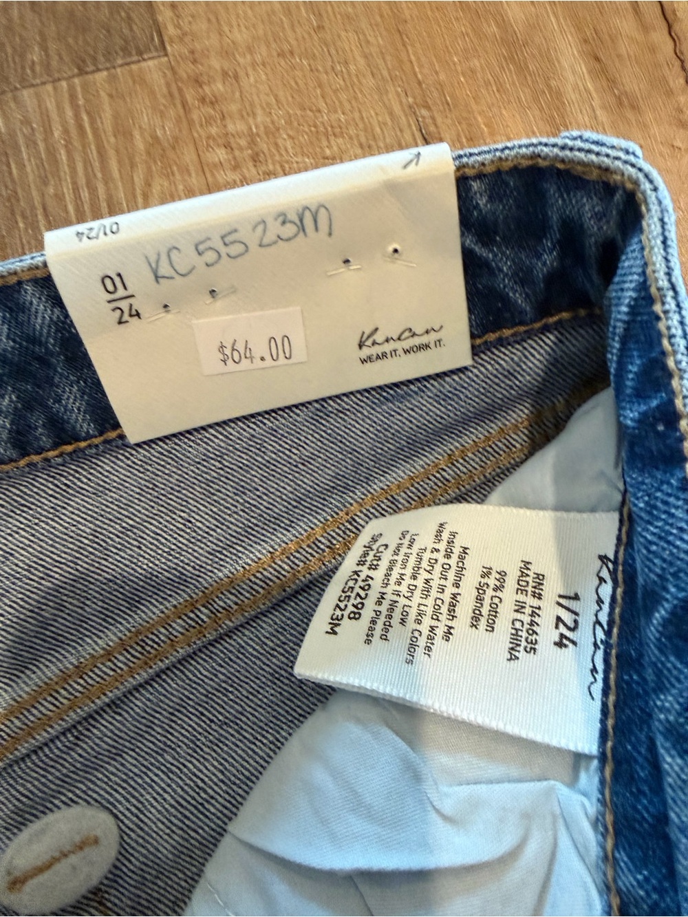 KanCan Light Blue Wide Leg Cuffed Jeans - Picture 2 of 4